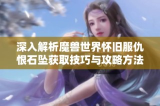深入解析魔兽世界怀旧服仇恨石坠获取技巧与攻略方法