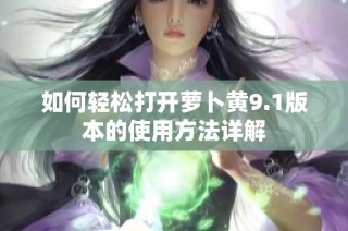 如何轻松打开萝卜黄9.1版本的使用方法详解