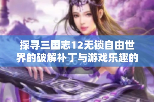 探寻三国志12无锁自由世界的破解补丁与游戏乐趣的完美结合