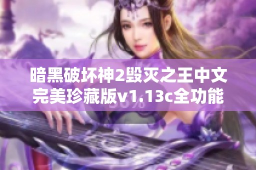 暗黑破坏神2毁灭之王中文完美珍藏版v1.13c全功能商业破解介绍