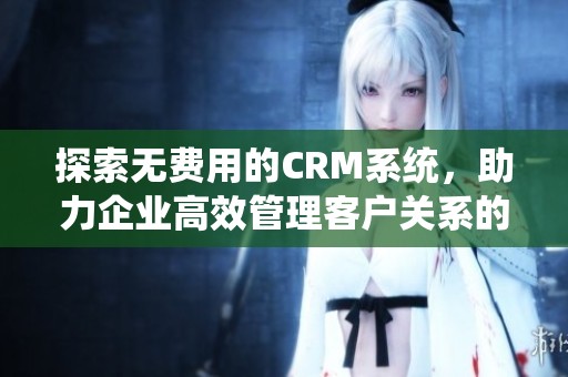 探索无费用的CRM系统，助力企业高效管理客户关系的最佳选择