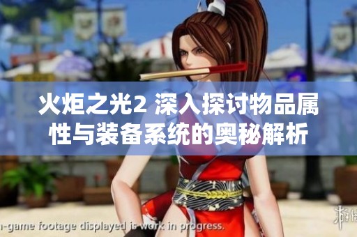 火炬之光2 深入探讨物品属性与装备系统的奥秘解析