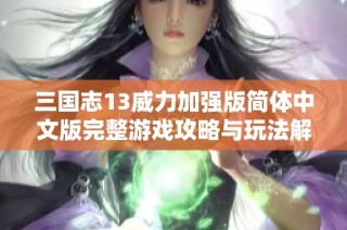 三国志13威力加强版简体中文版完整游戏攻略与玩法解析
